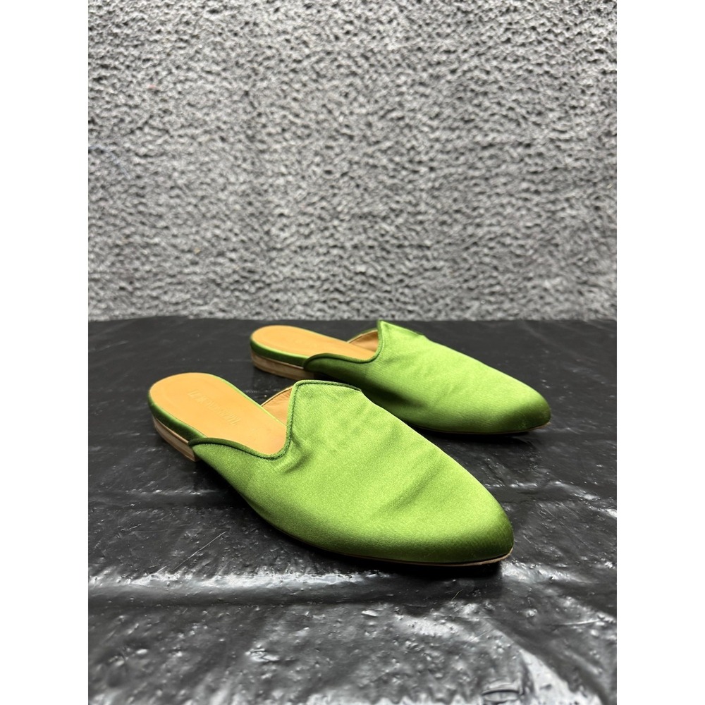 Le Monde Beryl Slip On Satin Flats Venetian Mules Green Womens Size 38 EU